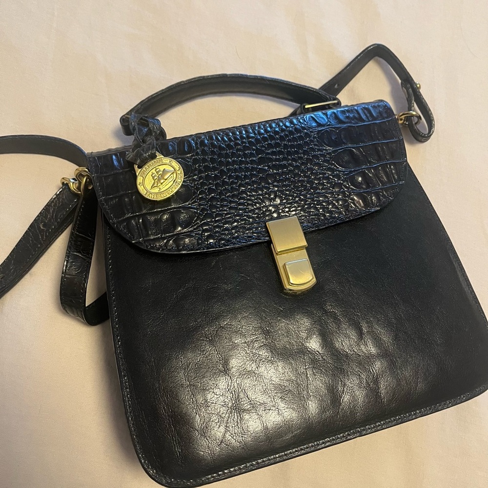 Vintage Brahmin Black Melbourne Top Handle Crossbody Bag
